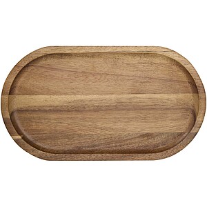 Noa wooden tray and ceramic serving bowls set, white