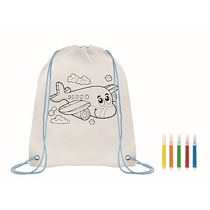 Non woven kids bag with pens, baby blue
