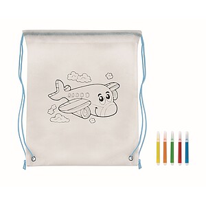 Non woven kids bag with pens, baby blue