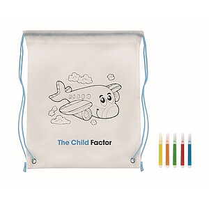Non woven kids bag with pens, baby blue
