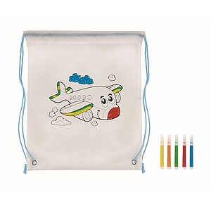 Non woven kids bag with pens, baby blue
