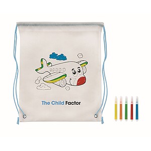 Non woven kids bag with pens, baby blue