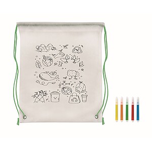 Non woven kids bag with pens, lime
