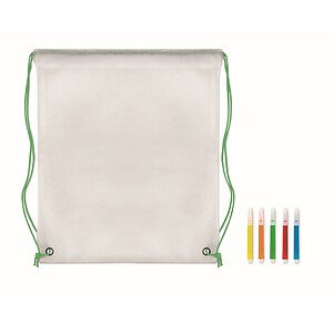 Non woven kids bag with pens, lime