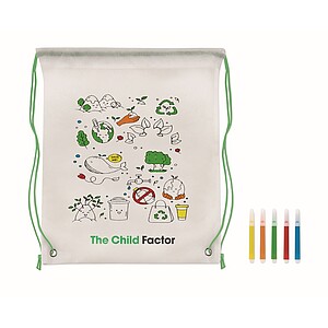 Non woven kids bag with pens, lime