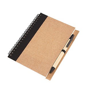 Note book made out of recycled paper/cardboard in a DIN A6 format,colour black