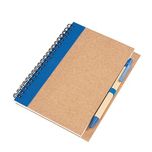Note book made out of recycled paper/cardboard in a DIN A6 format,colour blue