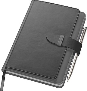 Notebook with business card compartments