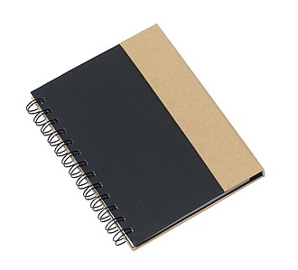 Notebook with lined writing pad and self-adhesive stickers,colour black, nature