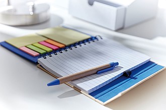 Notebook with lined writing pad and self-adhesive stickers,colour blue, nature