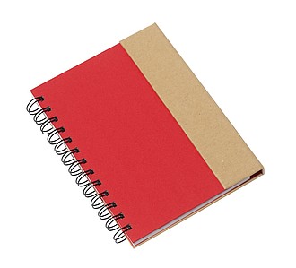 Notebook with lined writing pad and self-adhesive stickers,colour red, nature