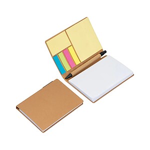 Notebook with pen and sticky notes