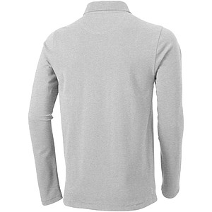Oakville long sleeve mens polo, light grey melange, M