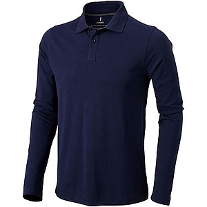 Oakville long sleeve mens polo, navy, M