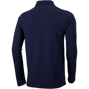 Oakville long sleeve mens polo, navy, M