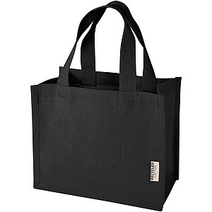 Odessa 220 g/m2 GRS recycled cotton mini gusset tote bag 9L, black