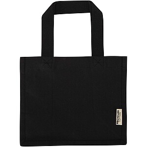 Odessa 220 g/m2 GRS recycled cotton mini gusset tote bag 9L, black