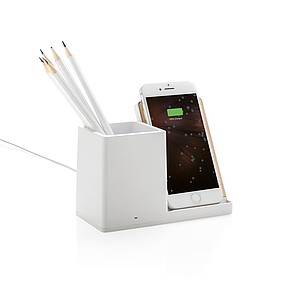 Ontario 5W wireless charger with pen holder, white