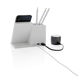 Ontario 5W wireless charger with pen holder, white