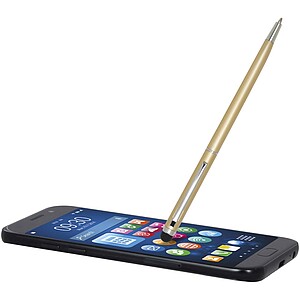 Ore aluminium ballpoint pen with stylus (blue ink), champagne