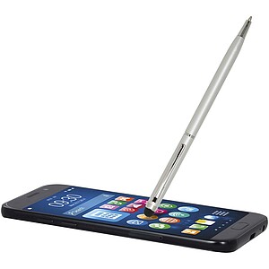 Ore aluminium ballpoint pen with stylus (blue ink), silver