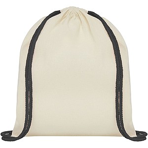 Oregon 100 g/m2 cotton drawstring backpack with coloured cords