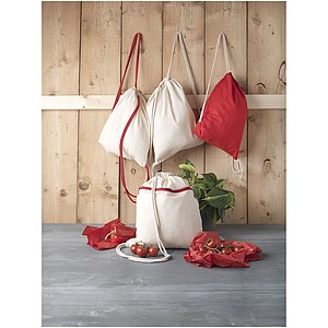 Oregon 100 g/m2 cotton drawstring backpack with coloured cords