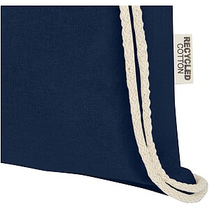Oregon 140 g/m2 GRS recycled cotton drawstring bag, navy