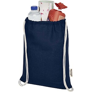 Oregon 140 g/m2 GRS recycled cotton drawstring bag, navy