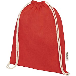 Oregon 140 g/m2 GRS recycled cotton drawstring bag, red