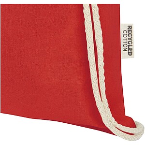 Oregon 140 g/m2 GRS recycled cotton drawstring bag, red