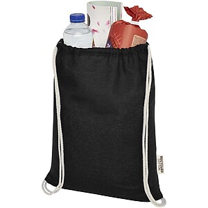 Oregon 140 g/m2 GRS recycled cotton drawstring bag, solid black
