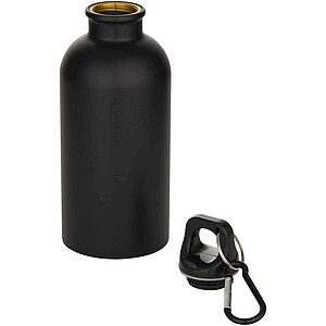 Oregon 400 ml matte RCS recycled single wall stainless steel water bottle with carabiner, solid black
