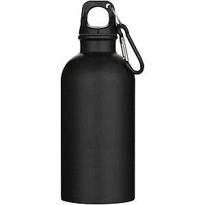 Oregon 400 ml matte RCS recycled single wall stainless steel water bottle with carabiner, solid black