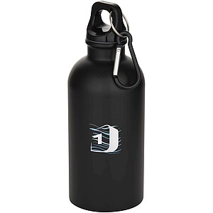 Oregon 400 ml matte RCS recycled single wall stainless steel water bottle with carabiner, solid black