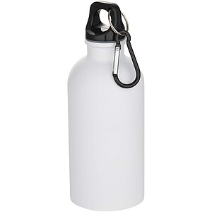 Oregon 400 ml matte RCS recycled single wall stainless steel water bottle with carabiner, white