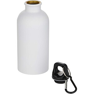 Oregon 400 ml matte RCS recycled single wall stainless steel water bottle with carabiner, white