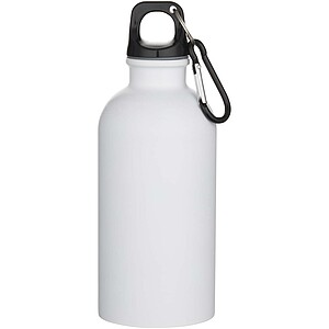 Oregon 400 ml matte RCS recycled single wall stainless steel water bottle with carabiner, white