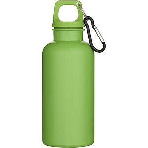 Oregon 400 ml solid colour RCS recycled plastic water bottle with carabiner, apple green