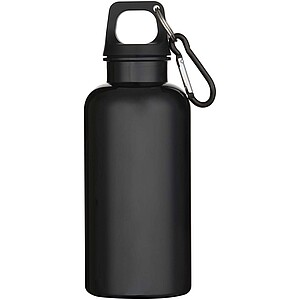 Oregon 400 ml solid colour RCS recycled plastic water bottle with carabiner, black