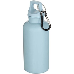 Oregon 400 ml solid colour RCS recycled plastic water bottle with carabiner, cloud blue