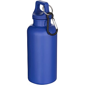 Oregon 400 ml solid colour RCS recycled plastic water bottle with carabiner, dark blue