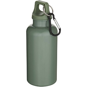Oregon 400 ml solid colour RCS recycled plastic water bottle with carabiner, heather green
