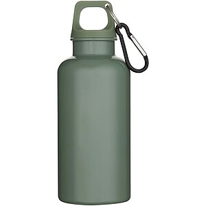 Oregon 400 ml solid colour RCS recycled plastic water bottle with carabiner, heather green