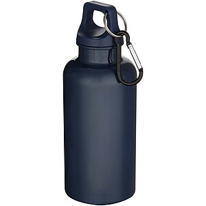 Oregon 400 ml solid colour RCS recycled plastic water bottle with carabiner, navy blue