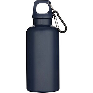 Oregon 400 ml solid colour RCS recycled plastic water bottle with carabiner, navy blue