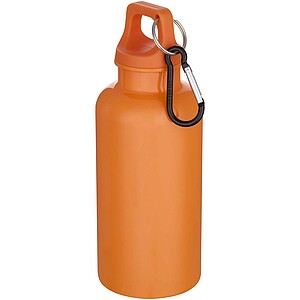 Oregon 400 ml solid colour RCS recycled plastic water bottle with carabiner, orange