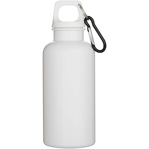 Oregon 400 ml solid colour RCS recycled plastic water bottle with carabiner, white