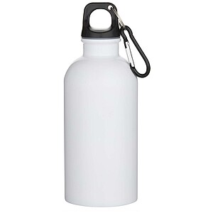 Oregon 400 ml sublimation RCS recycled single wall stainless steel water bottle with carabiner, white