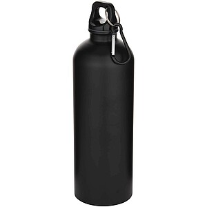 Oregon 750 ml matte RCS recycled single wall stainless steel water bottle with carabiner, solid black